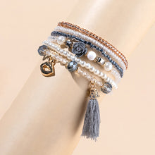 Load image into Gallery viewer, Crystal Clear Rice Beads Bracelet Imitation Pearl Starfish Multilayer Flower Summer Bohemia Women Jewelry Accessories
