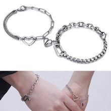 Load image into Gallery viewer, Fashion Stainless Steel Couple Bracelets Magnetism Romantic Heart Charm Creative Chain Bracelets Jewelry Gift For Women Men
