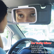 Load image into Gallery viewer, Universal Car Mirror Makeup Mirror Glass Rear View Mirror Hanging Vanity With LED Light Sun Visor Mirror
