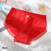 Load image into Gallery viewer, Women Bowknot Panties Graphene Breathable Lace Trim Panties Mid Waist Briefs Comfortable Underpants
