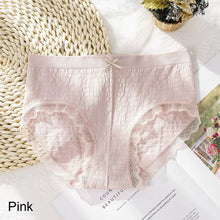 Load image into Gallery viewer, Women Bowknot Panties Graphene Breathable Lace Trim Panties Mid Waist Briefs Comfortable Underpants
