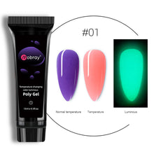 Load image into Gallery viewer, 15ml Nail Art Crystal Extension Glue Poly Gel Noctilucent Temperature Change Extension Glue Manicure Tools Nail Accessories
