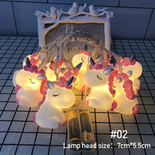 Load image into Gallery viewer, Cartoon Unicorn LED Light String Animal String Fairy Light Battery For Baby Children Room Decoration Indoor Wedding Party Decoration
