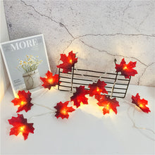 Load image into Gallery viewer, Fall Red Maple Leaf Light String Warm Yellow Simulation Fake Fall Leaves Fairy Lights for Birthday Party Wedding Decoration
