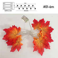 Load image into Gallery viewer, Fall Red Maple Leaf Light String Warm Yellow Simulation Fake Fall Leaves Fairy Lights for Birthday Party Wedding Decoration
