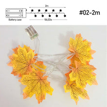 Load image into Gallery viewer, Fall Red Maple Leaf Light String Warm Yellow Simulation Fake Fall Leaves Fairy Lights for Birthday Party Wedding Decoration
