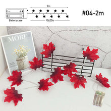 Load image into Gallery viewer, Fall Red Maple Leaf Light String Warm Yellow Simulation Fake Fall Leaves Fairy Lights for Birthday Party Wedding Decoration
