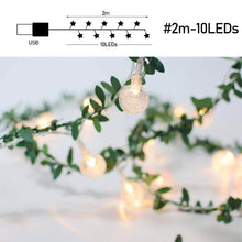 Load image into Gallery viewer, Bubble Ball String Light Garland Leaves Fairy Christmas Wedding Party Table Decor Light USB Vine String Light
