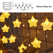 Load image into Gallery viewer, Cartoon Smile Star LED Light String String Fairy Light Battery For Baby Children Room Decoration Indoor Wedding Party Decoration
