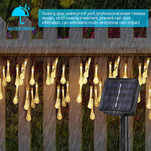 Load image into Gallery viewer, Water Drop Solar Fairy Lights String 20/30/50/100LED Garden Lights 8 Mode Flashing Christmas Party Outdoor Hanging Lights Solar Powered
