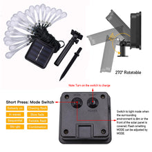 Load image into Gallery viewer, Water Drop Solar Fairy Lights String 20/30/50/100LED Garden Lights 8 Mode Flashing Christmas Party Outdoor Hanging Lights Solar Powered
