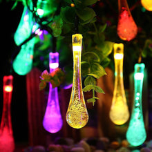 Load image into Gallery viewer, Water Drop Solar Fairy Lights String 20/30/50/100LED Garden Lights 8 Mode Flashing Christmas Party Outdoor Hanging Lights Solar Powered
