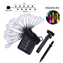 Load image into Gallery viewer, Water Drop Solar Fairy Lights String 20/30/50/100LED Garden Lights 8 Mode Flashing Christmas Party Outdoor Hanging Lights Solar Powered
