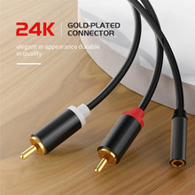 Load image into Gallery viewer, RCA Cable 2RCA To 3.5mm Jack Female AUX Audio Cable Stereo Splitter Adapter Cable For TV PC DVD Speaker Audio Amplifiers
