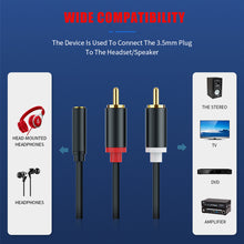 Load image into Gallery viewer, RCA Cable 2RCA To 3.5mm Jack Female AUX Audio Cable Stereo Splitter Adapter Cable For TV PC DVD Speaker Audio Amplifiers
