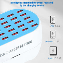Load image into Gallery viewer, Multi-port mobile phone charger 12/18/24/30 port 5V2A fast intelligent identification porous USB charger
