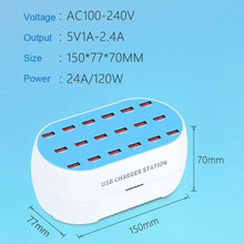 Load image into Gallery viewer, Multi-port mobile phone charger 12/18/24/30 port 5V2A fast intelligent identification porous USB charger
