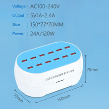 Load image into Gallery viewer, Multi-port mobile phone charger 12/18/24/30 port 5V2A fast intelligent identification porous USB charger
