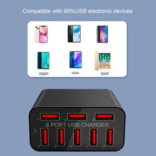 Load image into Gallery viewer, 8-port USB Charger 40W Multi-function USB Travel Charger Smartphone Charger Multi-port Charging Head
