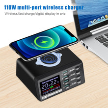 Load image into Gallery viewer, 8-Port LCD Quick Charge USB Charger Wireless Charger USB C PD Fast Charger for iPhone 13 12 Pro MacBook Air Samsung S20 Xiaomi
