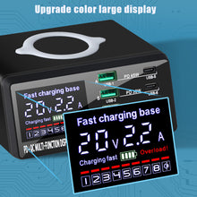 Load image into Gallery viewer, 8-Port LCD Quick Charge USB Charger Wireless Charger USB C PD Fast Charger for iPhone 13 12 Pro MacBook Air Samsung S20 Xiaomi

