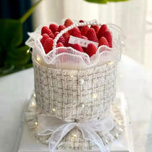 Load image into Gallery viewer, Luxury Elegant Cake Border Plaid Fabric Birthday Cake Decoration Pearl Chain Bouquet Cake Border for Valentine's Day Mother's Day
