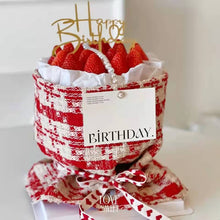 Load image into Gallery viewer, Luxury Elegant Cake Border Plaid Fabric Birthday Cake Decoration Pearl Chain Bouquet Cake Border for Valentine's Day Mother's Day
