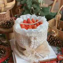 Load image into Gallery viewer, Luxury Elegant Cake Border Plaid Fabric Birthday Cake Decoration Pearl Chain Bouquet Cake Border for Valentine's Day Mother's Day
