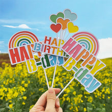 Load image into Gallery viewer, Ins Style Happy Birthday Cake Topper Heart Rainbow Bithday Cupcake Toppers Party Cake Decoration Supplies
