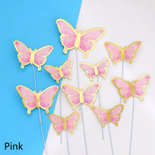 Load image into Gallery viewer, 10pcs Butterfly Cake Decoration Bronzing Butterfly Cake Topper Romantic Valentine's Day Baking Decoration Supplies
