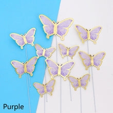 Load image into Gallery viewer, 10pcs Butterfly Cake Decoration Bronzing Butterfly Cake Topper Romantic Valentine's Day Baking Decoration Supplies
