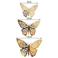 Load image into Gallery viewer, 12pcs Hollow Butterfly Cake Decoration Bronzing Butterfly Cake Topper Romantic Valentine's Day Baking Decoration Supplies
