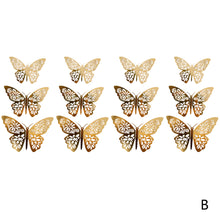 Load image into Gallery viewer, 12pcs Hollow Butterfly Cake Decoration Bronzing Butterfly Cake Topper Romantic Valentine's Day Baking Decoration Supplies
