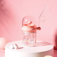 Load image into Gallery viewer, Whale Spray Bottle Kids Summer Suction Cup Children Bottler with Scale Portable Water Cup with Shoulder Strap
