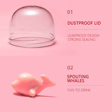 Load image into Gallery viewer, Whale Spray Bottle Kids Summer Suction Cup Children Bottler with Scale Portable Water Cup with Shoulder Strap
