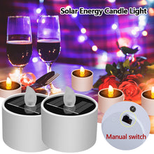 Load image into Gallery viewer, 6Pcs Outdoor Flameless Electronic Solar LED Tea Lights Solar Power LED Candles Light Plastic Solar Energy Candle Lamp
