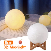 Load image into Gallery viewer, 8CM 3D Print Moon LED Night Lamp Light Switch Lamp For Girls Bedroom Home Decoration Battery Powered
