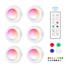 Load image into Gallery viewer, 16 Colors Mini LED Battery Powered Wireless Stick Tap Touch Lamp Stick-on Push Light Wall Staircase Rack Cabinet Kitchen Car Lamp
