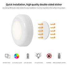 Load image into Gallery viewer, 16 Colors Mini LED Battery Powered Wireless Stick Tap Touch Lamp Stick-on Push Light Wall Staircase Rack Cabinet Kitchen Car Lamp
