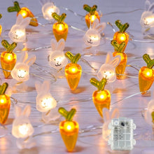 Load image into Gallery viewer, 2M/3M Fairy Easter Bunny Shaped Chick Lights Copper Wire Battery Powered Indoor Led Rope Night Light Home Holiday Window Decoration Party Supplies
