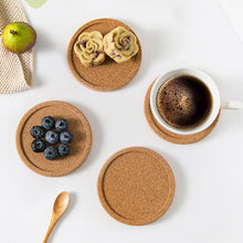 Load image into Gallery viewer, 1PCS Round Shape Dia 10cm Plain Natural Cork Coasters Wine Drink Coffee Tea Cup Mats Table Pad For Home Office Kitchen
