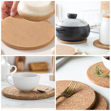 Load image into Gallery viewer, 1PCS Round Shape Plain Natural Cork Coasters Wine Drink Coffee Tea Cup Mats Table Pad For Home Office Kitchen
