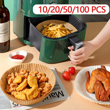 Load image into Gallery viewer, 10/20/50/100pcs 24cm Air Fryer Disposable Round Baking Papers Air Fryer Liners Non-Stick Steamer Oil Paper Liners Kitchen Accessories
