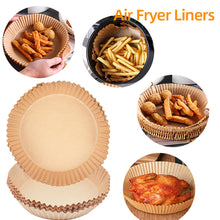 Load image into Gallery viewer, 10/20/50/100pcs 24cm Air Fryer Disposable Round Baking Papers Air Fryer Liners Non-Stick Steamer Oil Paper Liners Kitchen Accessories
