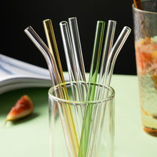 Load image into Gallery viewer, Reusable Transparent Glass Straws Multi-Color Glass Eco Friendly Heat-resistant High Borosilicate Straw Drinking Straws for Juice Milk Coffee Bar Drinks
