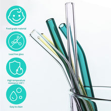 Load image into Gallery viewer, Reusable Transparent Glass Straws Multi-Color Glass Eco Friendly Heat-resistant High Borosilicate Straw Drinking Straws for Juice Milk Coffee Bar Drinks
