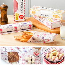Load image into Gallery viewer, 10/50Pcs Wax Paper Food Grade Grease Paper Food Wrappers Wrapping Paper Oil-proof Baking Paper For Bread Candy Cake Burger Nougat Fries Oilpaper
