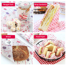 Load image into Gallery viewer, 10/50Pcs Wax Paper Food Grade Grease Paper Food Wrappers Wrapping Paper Oil-proof Baking Paper For Bread Candy Cake Burger Nougat Fries Oilpaper
