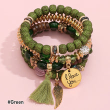 Load image into Gallery viewer, Bohemian Alloy Pendant Multi-layer Pearl Bracelet Glass Temperament Tassel Multi-layer Simulation Crystal Bracelet Women Jewelry

