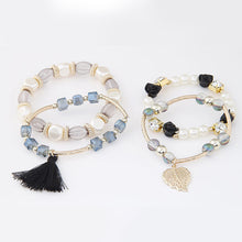 Load image into Gallery viewer, Bohemian Imitation Crystal Multi-layer Leaves Bracelet Glazed Alloy Temperament Tassel Multi-layer Bracelet Women Jewelry

